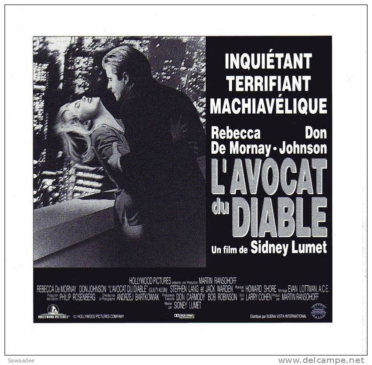 PAVE DE PRESSE - FILM L´AVOCAT DU DIABLE DE SIDNEY LUMET - Autres & Non Classés