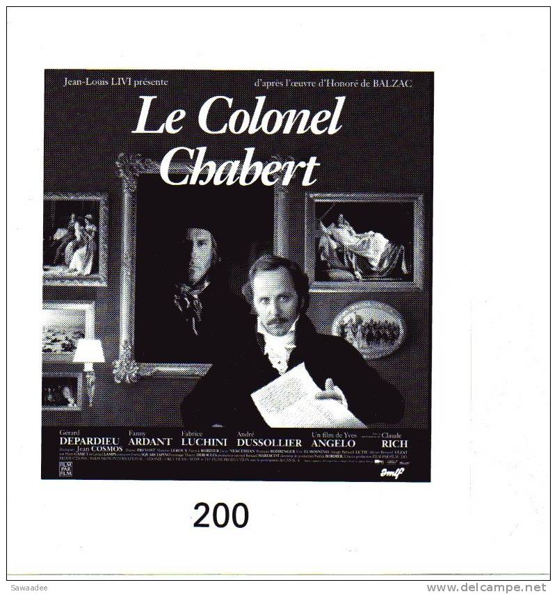 PAVE DE PRESSE - FILM LE COLONEL CHABERT DE YVES ANGELO AVEC FABRICE LUCHINI, GERARD DEPARDIEU - HONORE DE BALZAC - Other & Unclassified