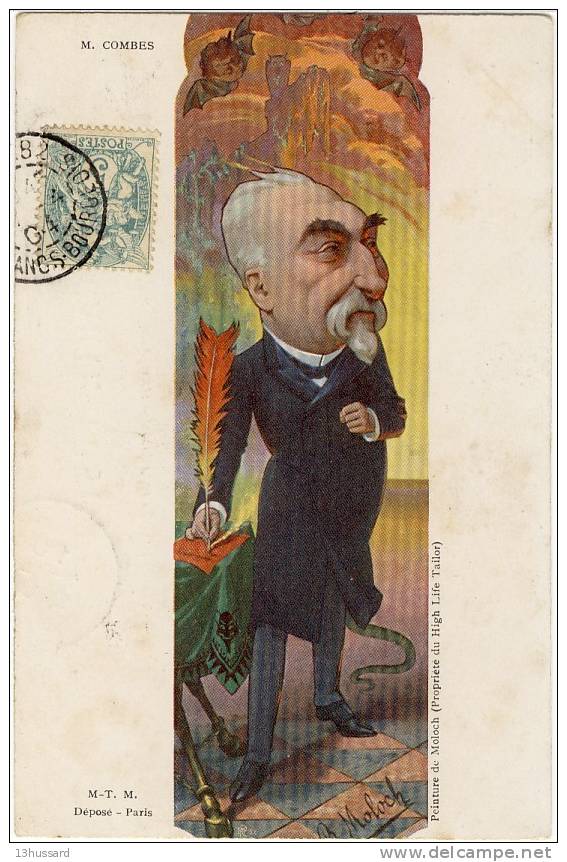 Carte Postale Illustrateur Politique Moloch - Emile Combes - Caricature, Rochecourbe, éducation Nationale - Moloch