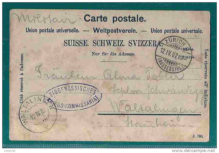 SWITZERLAND - DAS ARNERLOCH Bei ANDERMATT 1902 CARTE POSTALE - From ZURICH To WALTALINGEN -no Stamp KRIEGS KOMMISSARIAT - Matt