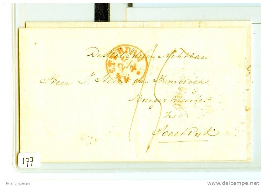 Briefomslag (177) Ongefrankeerd Aan De BURGEMEESTER Te  SOESTDIJK 27 APR 1844 STEMPEL ROOD AMSTERDAM - ...-1852 Vorläufer