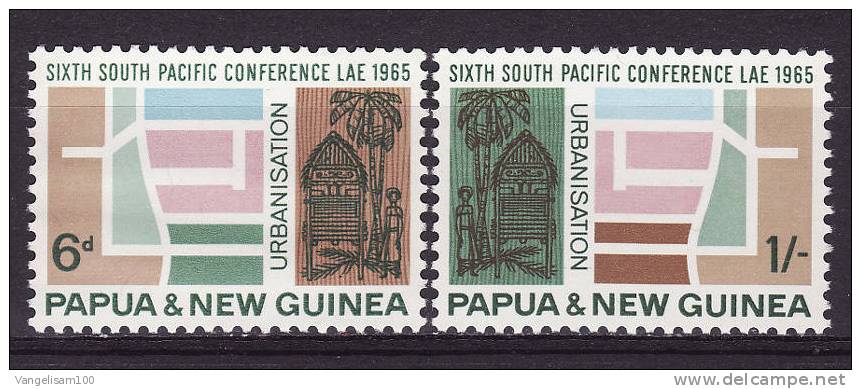 PAPUA & NEW GUINEA 1965 Sc#204-05 6th South Pacific Conf. At Lae, Complete Set MNH - Papúa Nueva Guinea