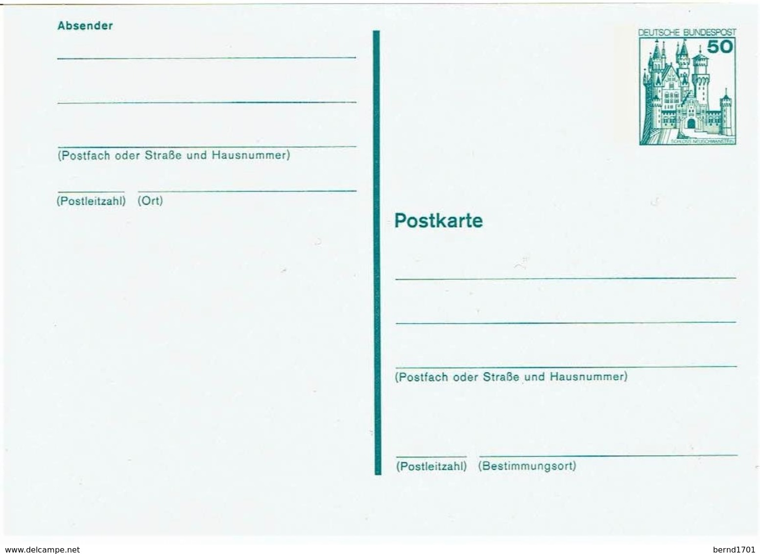 Germany - Ganzsache Postkarte Ungebraucht / Postcard Mint (O1280) - Postkarten - Ungebraucht