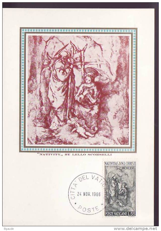 VATICAN CARTE MAXIMUM NUM.YVERT  464  LA NATIVITE DE LELLO SCORZELLY - Maximumkarten (MC)