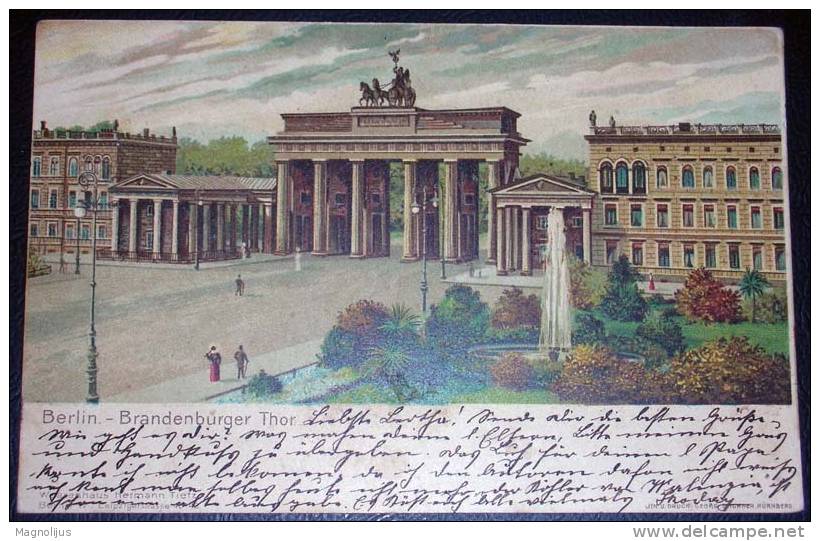 Germany,Berlin,Brandenburger Thor,City Gate,Park,Fountain,vintage Postcard - Brandenburger Tor