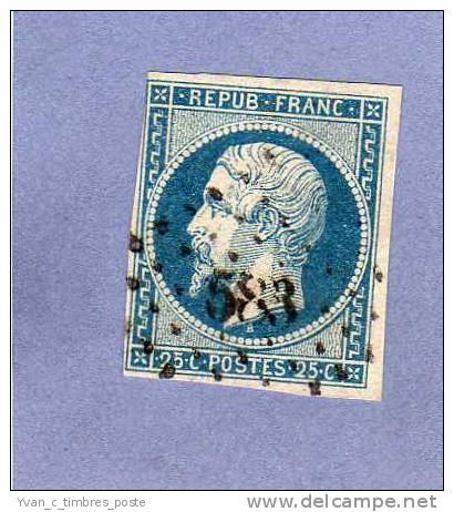 FRANCE TIMBRE N° 10 OBLITERE PRINCE PRESIDENT LOUIS NAPOLEON 25C BLEU - 1852 Luis-Napoléon