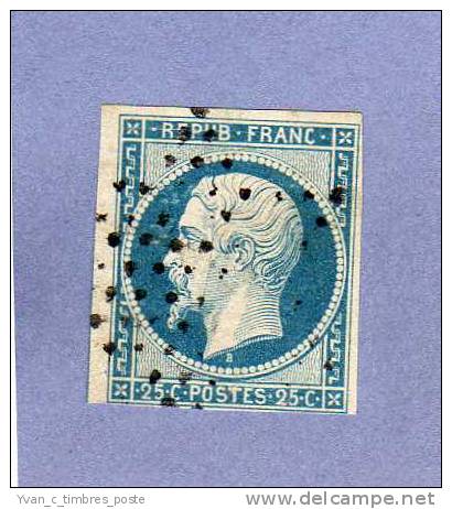 FRANCE TIMBRE N° 10 OBLITERE PRINCE PRESIDENT LOUIS NAPOLEON 25C BLEU - 1852 Luis-Napoléon