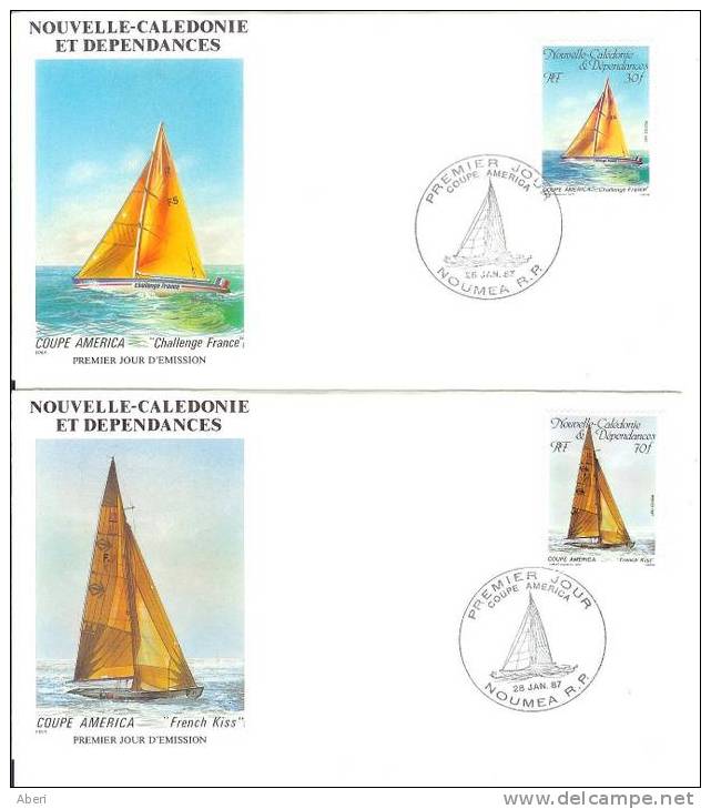 FDC 293 Nlle CALEDONIE - VOILE - COUPE AMERICA  1987 - POSTE 531 - 532 - FDC