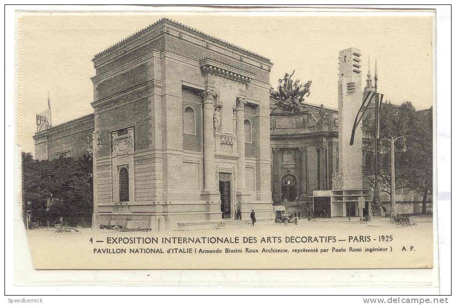 12686 Exposition Internationale Arts Decoratifs Paris 1925 Pavillon Italie  AP 4 - Autres & Non Classés