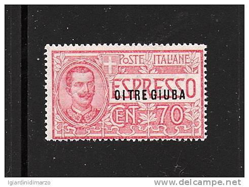 OLTRE GIUBA - Colonie Italiane - 1926: Valore Espresso Da 70 C. Con VARIETA' Della Soprastampa - In Buone Condizioni. - Oltre Giuba