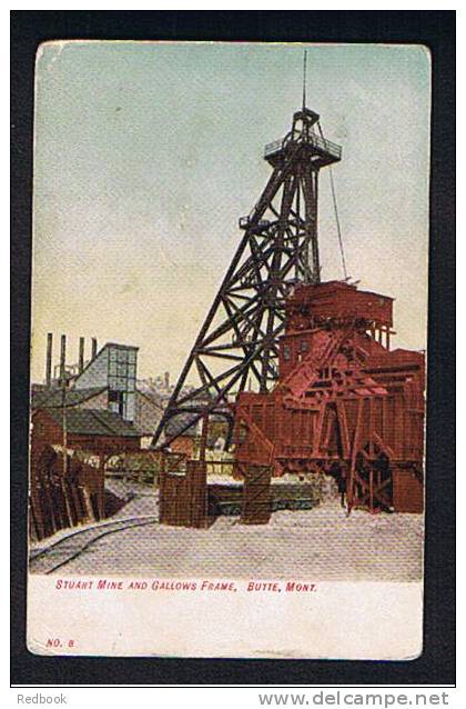 Early USA Postcard Stuart Mine & Gallws Frame Butte Montana -  Ref 241 - Butte