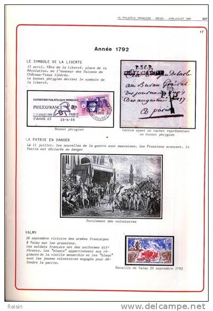 La Philatélie Française N°420 421 Juin Juillet 1989 Organe Officiel  TBE - Francés (desde 1941)
