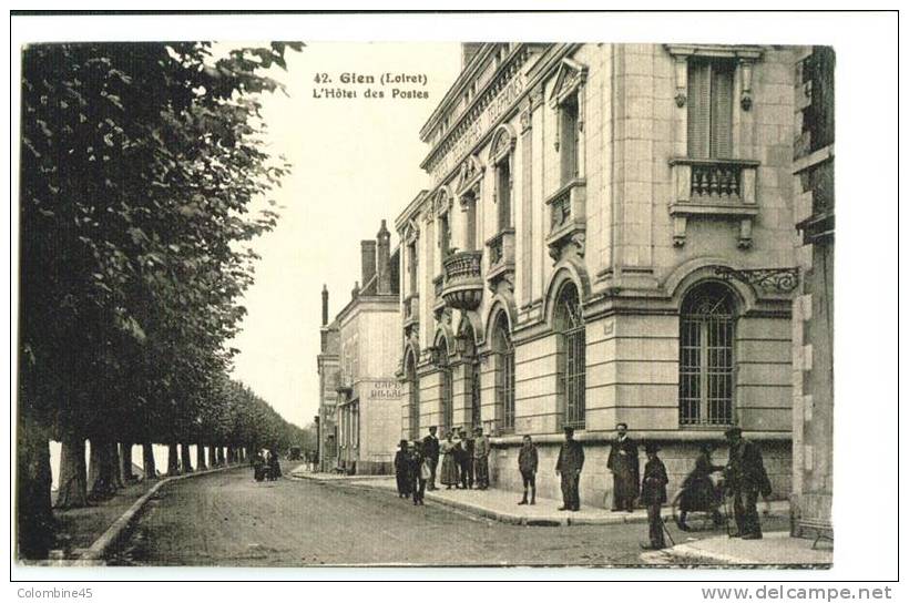 Cpa GIEN Loiret Animee L Hotel Des Postes - Postal Services