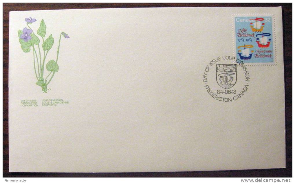 +Canada 1984, 1014, Nouveau-Brunswick-Enveloppe-FDC, 1v, O - 1981-1990