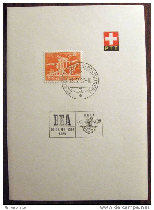 Suisse 1949, 329, Pont Sur La Sitter-Sur Feuillet PTT, Flamme Salon Expo De Berne (BEA), O - Briefe U. Dokumente