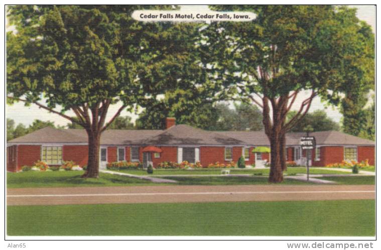 Cedar Falls Iowa, Cedar Falls Motel On Vintage Linen Postcard, Lodging - Andere & Zonder Classificatie
