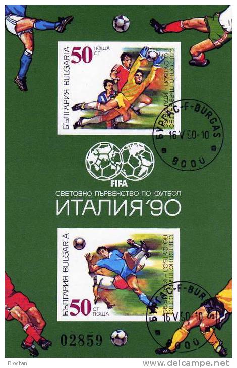 Doppelblock WM In Italien 1990 Bulgarien 3829/0+Blocks 209 A+B O 33€ Fußball-Szenen Blocs Soccer Sheets Bf Bulgaria - 1990 – Italia