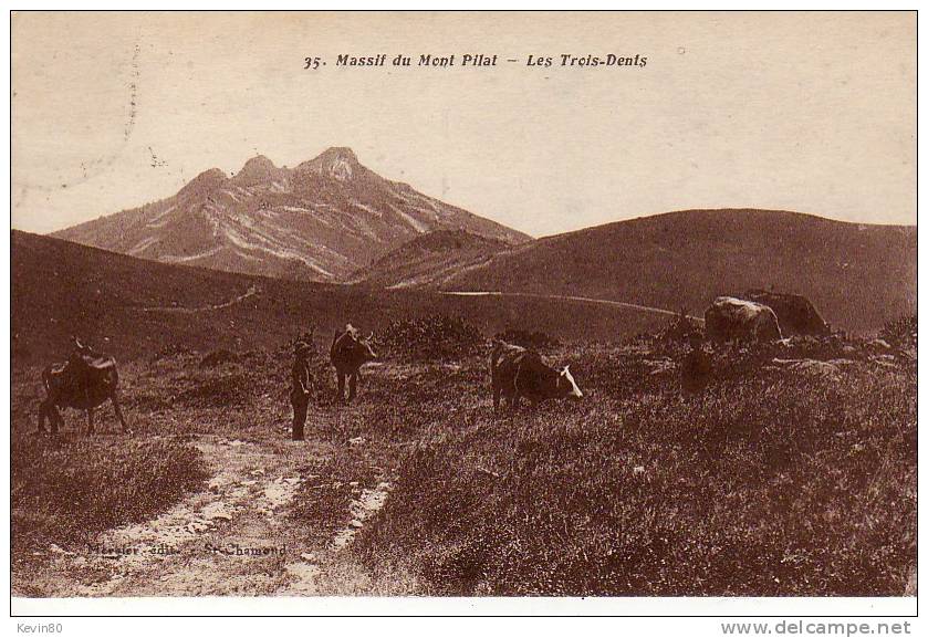 42 MONT PILAT Les Trois Dents Cpa Animée - Mont Pilat