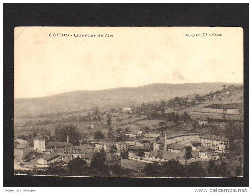 69 COURS, Quartier De L'Ile, Vue Générale, Ed Changeant, Usines, Dos Précurseur Vierge, Pli Sup.G - Autres & Non Classés