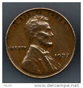 USA 1 Cent 1937 Ttb+ - 1909-1958: Lincoln, Wheat Ears Reverse