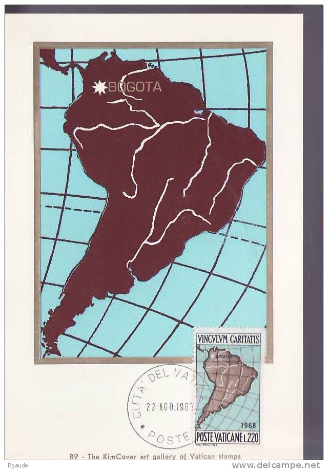 VATICAN CARTE MAXIMUM NUM.YVERT  481 CARTE AMERIQUE DU SUD CONGRES DE BOGOTA - Cartoline Maximum