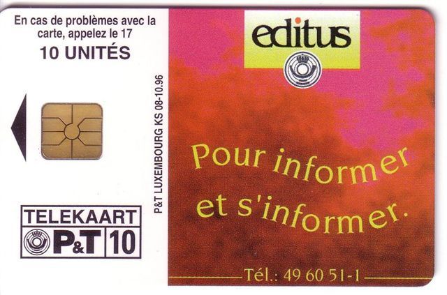 COMMUNIQUER   ( Luxembourg Rare Card KS 08 - 10.96 ) - Luxemburg - Luxembourg