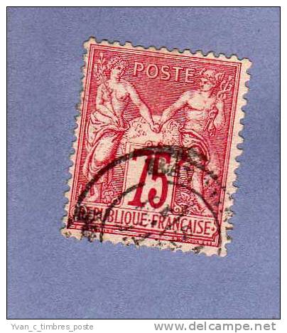 FRANCE TIMBRE N° 71 OBLITERE TYPE SAGE 75C CARMIN - 1876-1878 Sage (Type I)