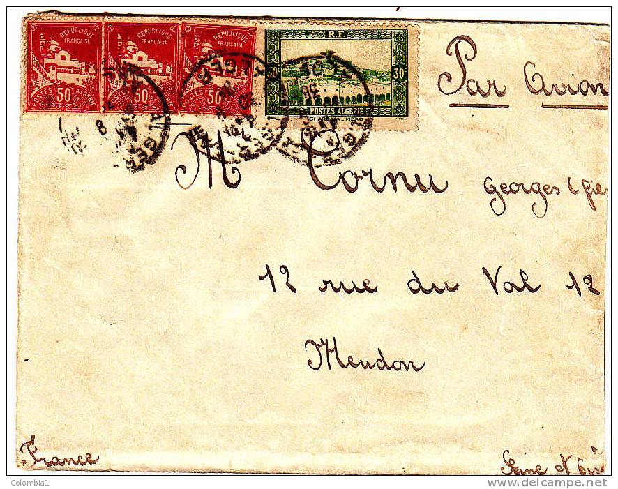 ALGERIE Lettre D' Alger Pour Meudon 1938 - Covers & Documents