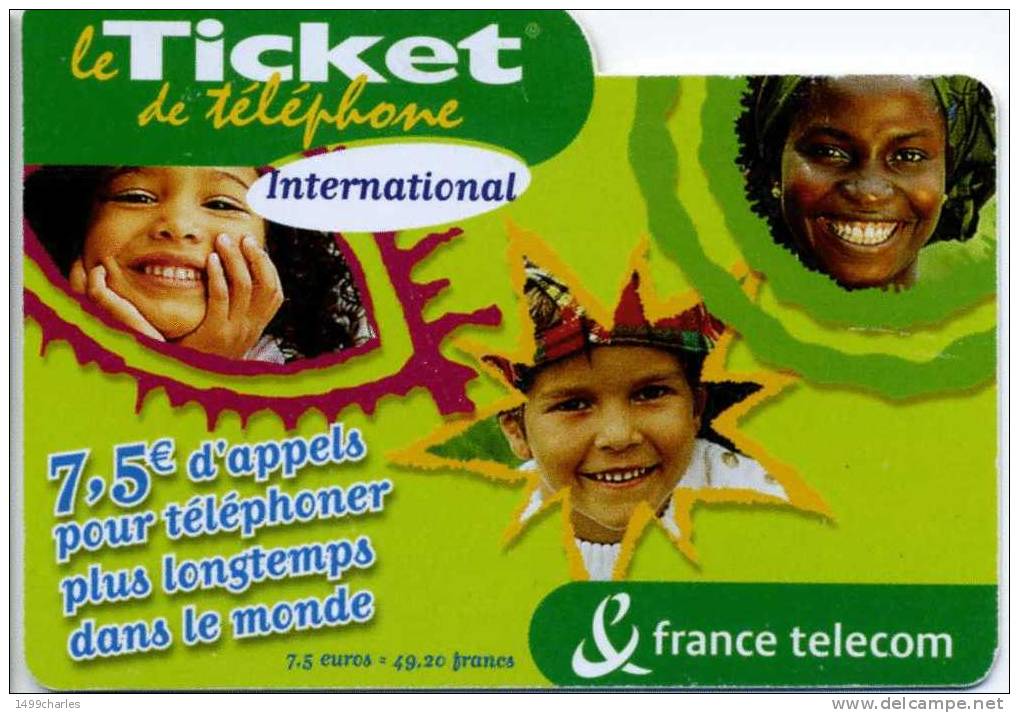 TICKET INTERNATIONAL  7.5 Euros  Date Limite 30/06/04 - Biglietti FT