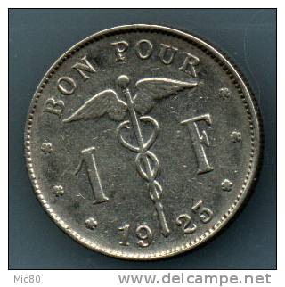 Belgique Bon Pour 1 F 1923 Légende Française Ttb+ - 1 Franc