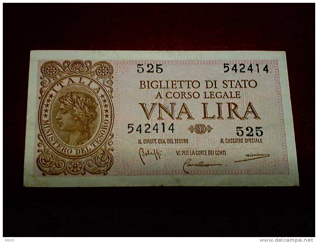 LUOGOTENENZA -  BIGLIETTI DI STATO - BANCONOTA DA LIRE 1 ITALIA LAUREATA - 100 Lire
