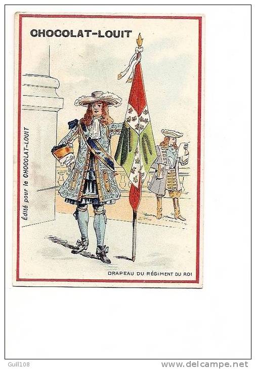 Chromo Chocolat Louit Drapeau Du Régiment Du Roi Royauté Château Costume Royal Chapeau étendard A5-38 - Louit