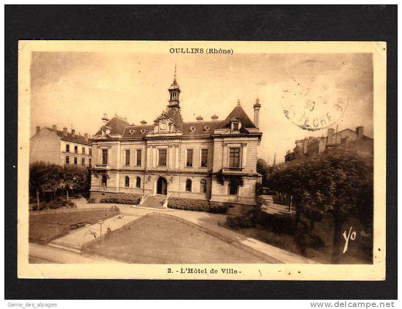 69 OULLINS, CPA Hôtel De Ville, , Vernie, éd Cellard, Voyagé En 1939 - Oullins