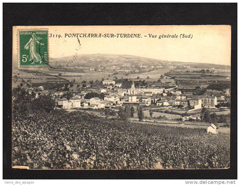 69 PONTCHARRA, Vue Générale Sud, CPA Voyagé En 1911, Bord Inférieur Abimé, Voir Scan - Pontcharra-sur-Turdine