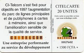 @+  Cote D´Ivoire - Telephone 20U - Ivory Coast