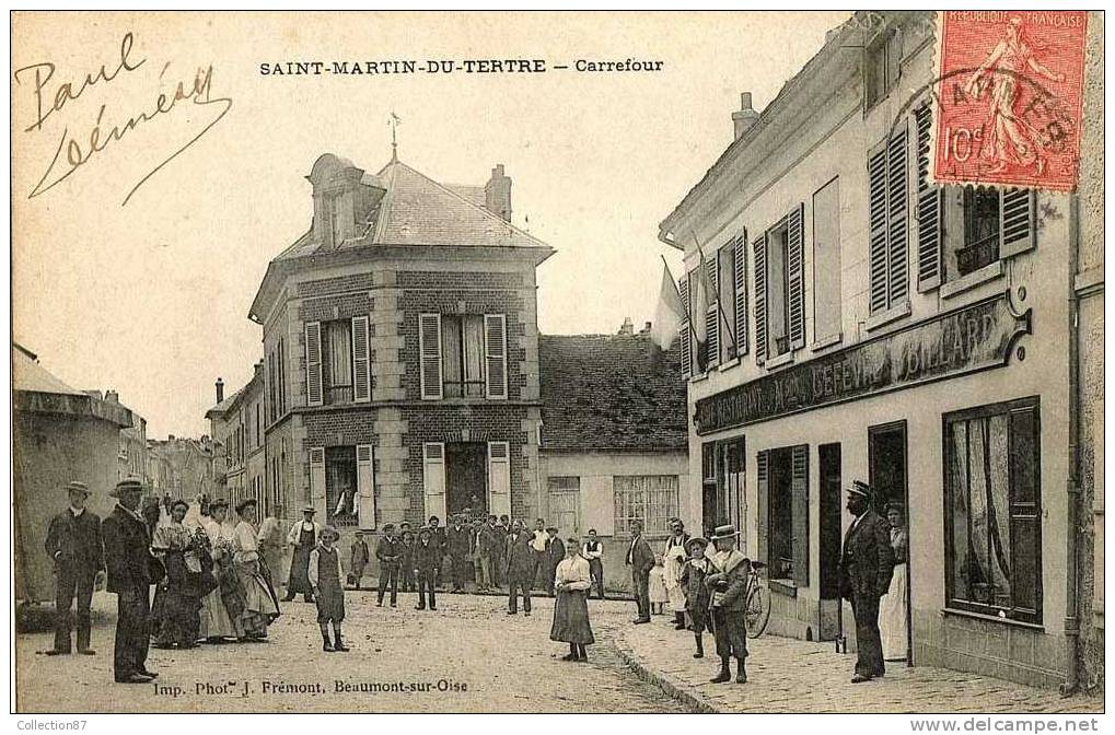 95- VAL D´OISE- SAINT MARTIN Du TERTRE- CARREFOUR Un JOUR De FETE FORAINE- MANEGE Devant La MAISON LEFEVRE  CAFE BILLARD - Saint-Martin-du-Tertre