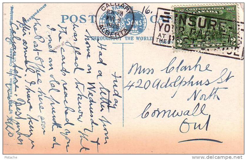 Calgary Alberta Canada - Hudson's Bay Co. Store - 1928 - Written & Postmark - Calgary