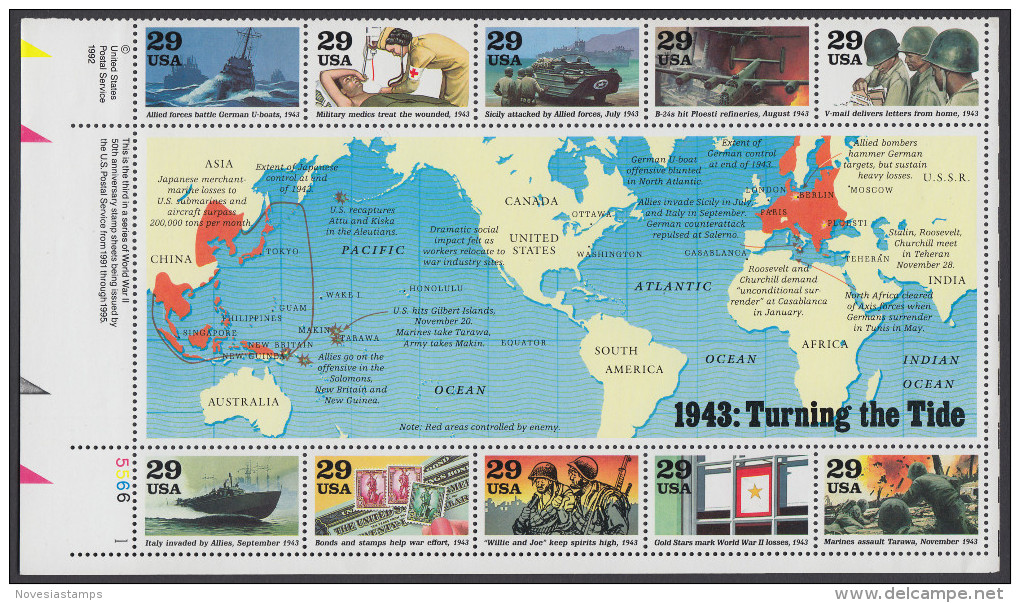 !a! USA Sc# 2765 MNH SHEET(10) (LL/5566-1) - Turning The Tide (1943) - Hojas Completas