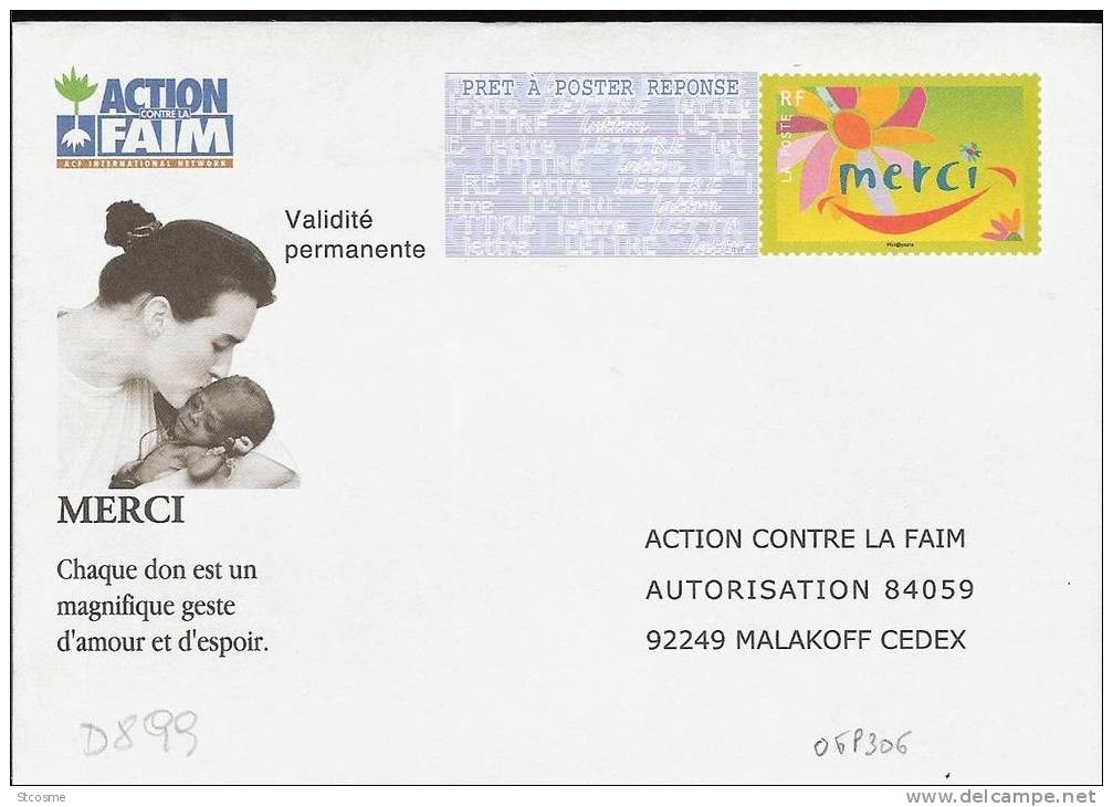 D0899 Entier / Stationery / PSE - PAP Réponse Merci - Action Contre La Faim - état Neuf, Agrément 06P306 - Prêts-à-poster:reply