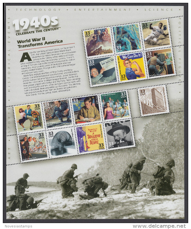 !a! USA Sc# 3186 MNH SHEET(15) - Celebrate The Century: 1940s - Sheets