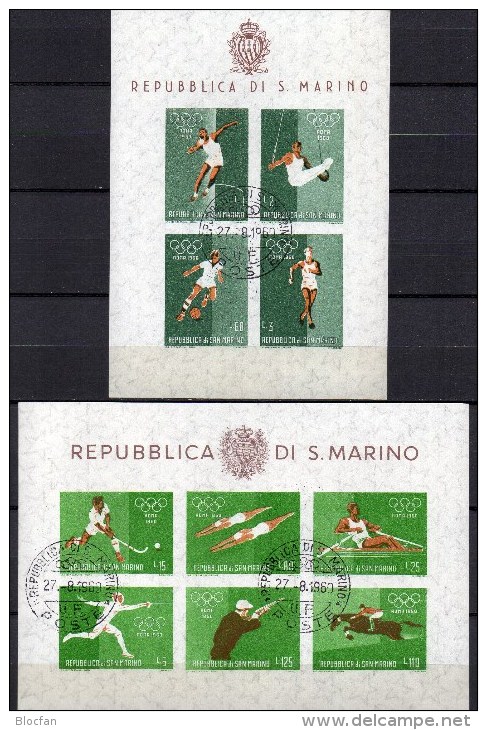 Sommer-Olympiade 1960 Rom San Marino Block 5+7 O 7€ Reiten Fußball Lauf Kugelstoßen Turnen Bloc Sport M/s Olympic Sheets - Summer 1960: Rome