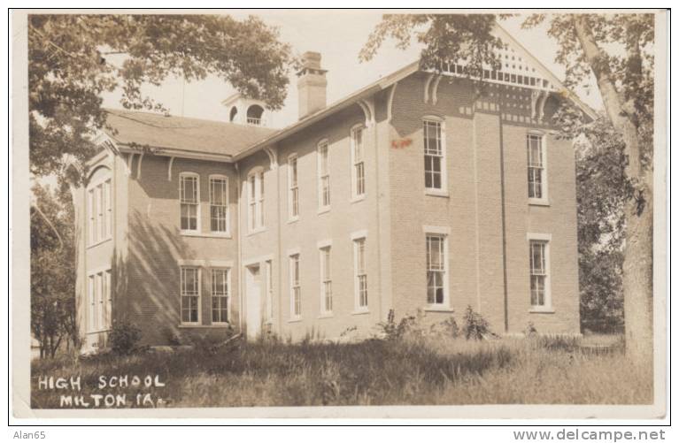 Milton Iowa High School 1908 Real Photo Vintage Postcard - Andere & Zonder Classificatie