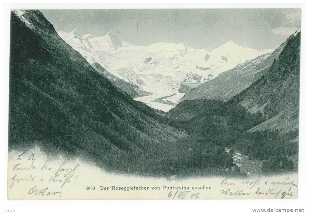 Schweiz/Suisse: Roseggletscher Von Pontresina Gesehen, 2 Scans, 1906 - Pontresina