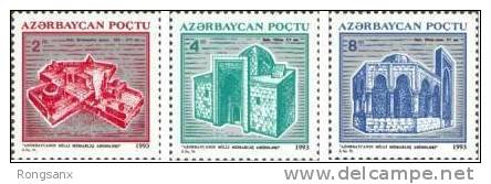 1994 AZERBAIJAN Heritage Historical Buildings. 3v - Azerbaïjan