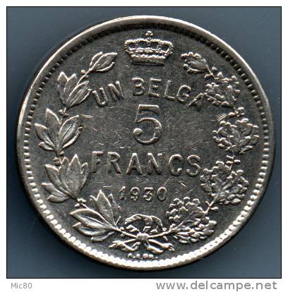 5F (1 Belga) Belgique Albert 1930 Légende Française Ttb+ - 5 Frank & 1 Belga