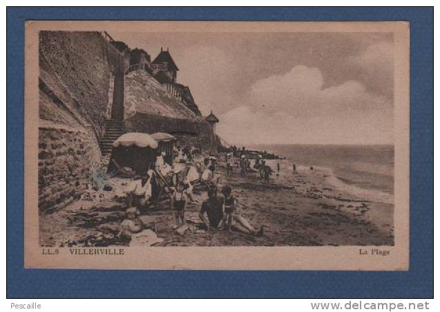 CP VILLERVILLE - LA PLAGE - ANIMATION - CAP - CIRCULEE EN 1947 - Villerville