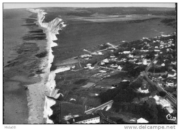 76.BERNEVAL SUR MER.  VUE GENERALE AERIENNE.  448.27.A.  Carte Couleur. - Berneval