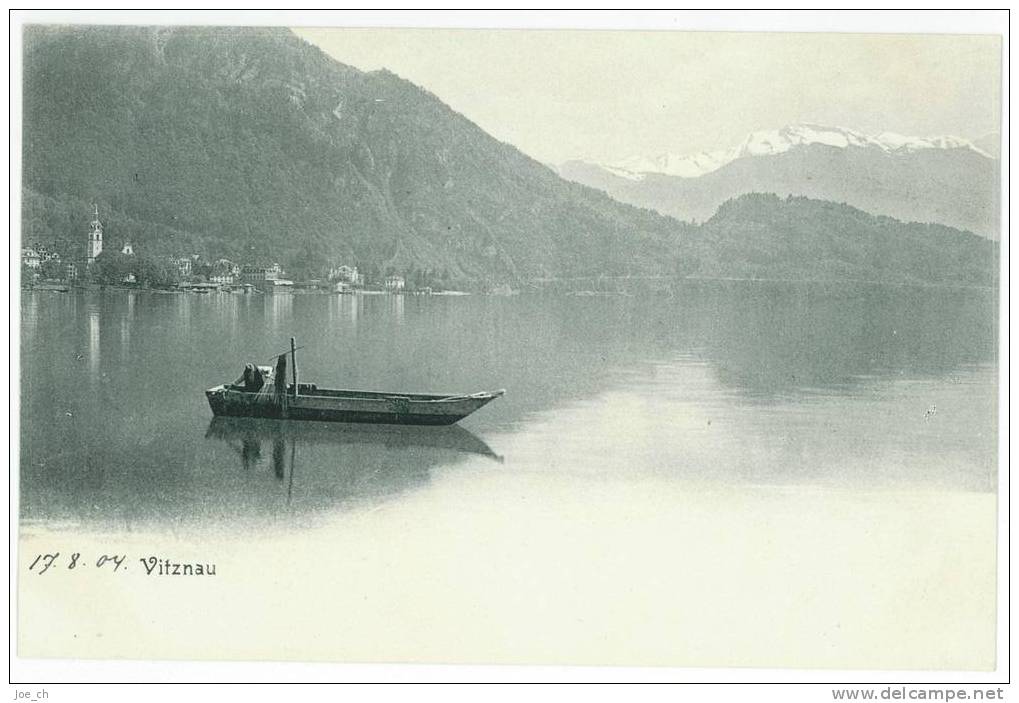 Schweiz/Suisse: AK Vitznau, See Mit Fischerboot, 1904, 2 Scans - Vitznau