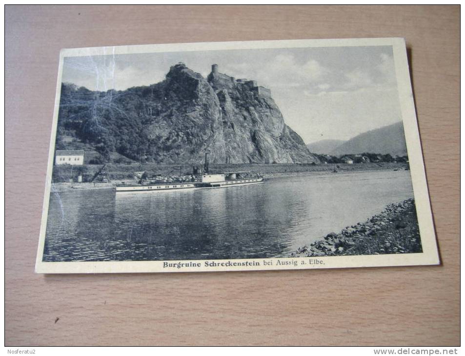 Ansichtskarte Burgruine Schreckenstein Aussig/Elbe Sudetenland Ca.1935 - Sudeten