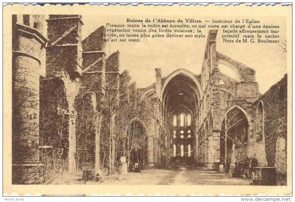 Ruines De L'Abbaye De Villers - Intérieur De L'Eglise - Ed Hotel De La Foret - Dentellée - Circulé - 1933 - TBE - Villers-la-Ville